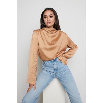 Jayda Cowl Neck Blouse - Brown