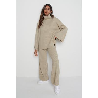 Lina Ribbed Trousers- Stone