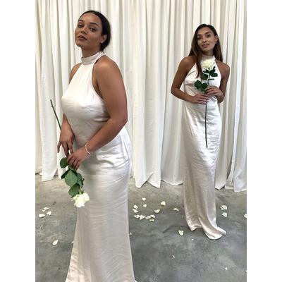 Raleigh High Back Halterneck Maxi Dress - Matte Oyster