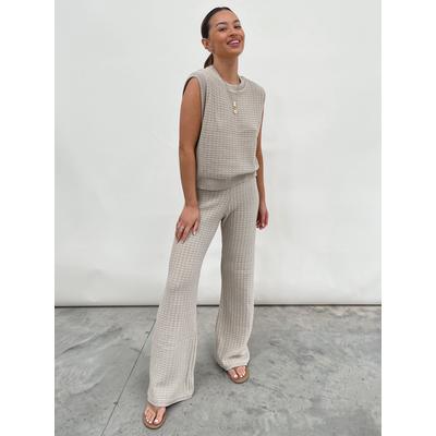 Quinn Crochet Knit Bottoms - Taupe
