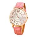 Simple Fashion Printed Strap With Big Digital Round Dial Ladies Quartz Watch