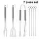 7PCS /1 Set BBQ Grill Tools Set with Stainless Steel Roasting Spatula Roasting Fork Roasting Clip Round Roasting Stick - Complete Barbecue Accessories Kit with Portable Bag - Grill Gifts