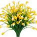 6 Bundles Artificial Calla Lily Flowers for Outdoors UV Resistant Faux Fake Plants Plastic Spring Summer Flower Indoor Outside Hanging Planter Home Garden Porch Decor(Yellow)