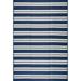 9x12 Waterproof Reversible Plastic Straw Outdoor Rugs for Patios | Also for Camping RV Deck Porch Balcony Camp Patio | Navy Stripes | Size: 8 11 x 11 10