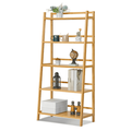 Magshion Bamboo 5 Tiers Stable Trapezoid Plant Stand Flower Storage Rack Natural for Garden