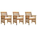 LANTRO JS Garden Dining Chairs 3 pcs with Cushions Solid Acacia Wood