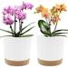 Plant Pots Set of 2 Pack 8 inch Planters for Indoor Plants with Drainage Holes and Removable Base Saucer Modern Decorative for Outdoor Garden Planters(White 8in)