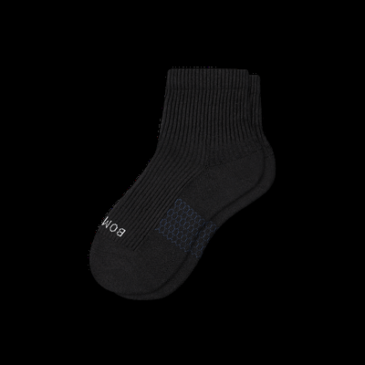 Men's Modern Rib Quarter Socks - Black - Large - Bombas