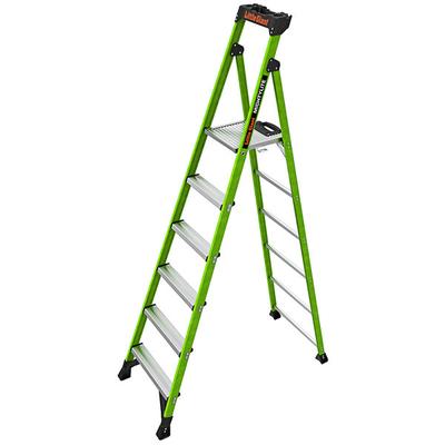 Little Giant MightyLite 8' Type 1A Green Fiberglass Step Ladder 15398-001 - 300 lb. Capacity