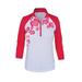 Monterey Club Women s Wild Roses Stamp Contrast 3/4 Sleeve Golf Polo Shirt #2386