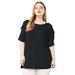 Plus Size Women's Cold-Shoulder Ruffle Tee by June+Vie in Black (Size 14/16)