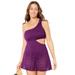 Plus Size Women's One Shoulder Tie Lace Swimdress by Swimsuits for All in Spice (Size 14)