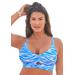 Plus Size Women's Cut Out Longline Bikini Top by Swimsuits For All in Blue Animal (Size 16)