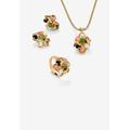 Women's Yellow Gold-Plated Genuine Gemstone Ring, Earring And Necklace Set Jewelry by PalmBeach Jewelry in Gold (Size 6)