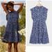 Anthropologie Dresses | Anthropologie Jenee Tiered Tunic Dress Blue Animal Print Denim Size Xs | Color: Blue | Size: Xs