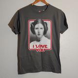 Disney Shirts | Disney Star Wars Princess Lea I Love You Graphic T Shirt Small | Color: Gray | Size: S