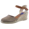 Sandalette VERBENAS "MALENA SERRAJE", Damen, Gr. 40, grau (taupe), Veloursleder, Textil, casual, Schuhe, Sommerschuh, Riemchensandale, Urlaubschuh mit Keilabsatz