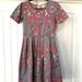 Lularoe Dresses | Lularoe Amelia Dress Grey Red Blue Floral With Pockets S | Color: Gray/Red | Size: S