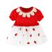 Toddler Dress Cardigan Jean Jumper Dress for Girls Strawberry Dress Tulle Printed Ruffles Girls Sleeve 6M-3Y Baby Short Princess Girls Dresses Toddler Girl Fall Outfits 6x Girls Winter Dresses