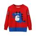 Qufokar Junior Hoodies Pullover Baby Boy Cable Knit Sweater Toddler Boys Girls Cartoon Dinasour Prints Sweater Long Sleeve Warm Knitted Pullover Knitwear Tops Sweater