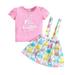 Qufokar Baby Girs Outfits Girls Fall Outfits Size 14 Rabbit Set Outfits Toddler Kids Bunny Girls Easter Baby Suspenders Princess Print Tops Skirts Girls Outfits&Set