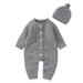 Boy Girl Solid Knitted Sweater Baby Jumpsuit Romper Cotton Caps Outfits Sets Clothes 5t Christmas Outfit Boy Kids Hoodies Sweatshirt Boy Outfits Toddler Zip Hoodies Boys Turtle Neck for