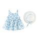 Qufokar Dresses 5 Year Old Girls Dress Plus Size Toddler Girls Sleeveless Bowknot Dresses Floral Printed Princess Dress Hat Outfits