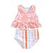 Sunisery Toddler Baby Girl Boho Daisy Rainbow Swimsuit Two Piece Infant Cute Bathing Suit Tankini Set Pink 6-12 Months
