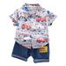 Qufokar Baby Suspenders And Bow Tie Set Little Boy Set Outfits Baby Set Summer Boys Cartoon Clothes 1-4Years T-Shirt Tops+Shorts Boys Outfits&Set