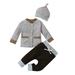 Qufokar Toddler Baby Boy mas Gentleman Outfit Bodysuits Baby Boy Toddler Kids Child Baby Boys Girls Long Sleeve Patchwork Coat Jackets Tops Striped Pants Trousers With Hat Clothes Set 3Pcs Outf