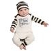 Qufokar Baby Girls 1 Year Old Girl Outfit My First New Year Clothes Baby Boy Girl New Year Outfits Stripes Letter Print Romper Jumpsuit Hat Headband Outfits Set