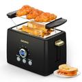 Toaster 2 Scheiben - ZACHVO Toaster mit Brötchenaufsatz, 6 Bräunungsstufe - 850W Toaster mit Herausnehmbare Krümelschublade, LED-Bildschirm - High Lift, Aufwärmen, Auftauen, Abbrechen Funktion