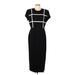 Casual Dress - Midi Crew Neck Short sleeves: Black Print Dresses - Women's Size 11