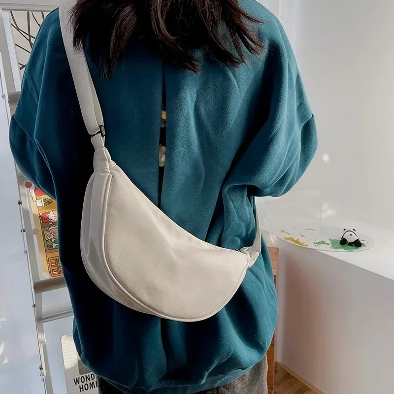 Sac messager design simple pour femme, sacs Hobos en nylon pour femme, sacs à main pour fille, sac à main vintage pour femme, petit sac à main initié, mode