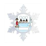The Holiday Aisle® Personalized NTT Cartoon Snowflake Bath Time Dad 1 Boy 2 Girls Christmas Holiday Shaped Ornament Plastic in Blue | Wayfair