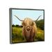 Stupell Industries Highland Cattle Grassland Farm Giclee Art By Ziwei Li Wood in Blue/Brown/Green | 25 H x 31 W in | Wayfair ar-375_ffl_24x30