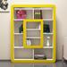 East Urban Home Olen 55.12" H x 42.68" W Geometric Bookcase in White/Yellow | 55.12 H x 42.68 W x 8.58 D in | Wayfair