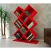 East Urban Home Margarito 50.79" H x 35.43" W Geometric Bookcase Wood in Red | 50.79 H x 35.43 W x 7.68 D in | Wayfair