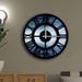 East Urban Home Fabrin 19.7" Wall Clock Wood in Black/Blue/Brown | 19.7 H x 19.7 W x 0.2 D in | Wayfair CB00E38F741E4BDB9ABD2BC33DDB3D8D