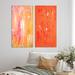 Ivy Bronx Colorfields in Shades of Orange & Pink - 2 Piece Drawing Print Set on Canvas Canvas, in Gray/Orange/Pink | 20 H x 24 W x 1 D in | Wayfair