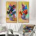 Red Barrel Studio® Still Life Summer Flowers Bouquet II - 2 Piece Painting Set on Canvas Metal in Blue/Orange/Yellow | 32 H x 32 W x 1 D in | Wayfair
