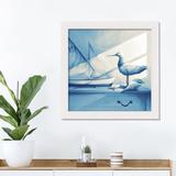 Breakwater Bay Seagull on a Dresser - Picture Frame Graphic Art Plastic/Acrylic in Blue | 16 H x 16 W x 1 D in | Wayfair