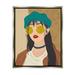 Stupell Industries Boho Fashion Girl Portrait Framed Giclee Art By Ziwei Li Wood in Blue/Brown | 31 H x 25 W x 1.7 D in | Wayfair as-006_ffl_24x30