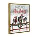 The Holiday Aisle® Moo-rry Christmas Holiday Snowy Cows - Floater Frame Graphic Art on Canvas in Green/Red/White | 31 H x 25 W x 1.7 D in | Wayfair