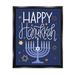 The Holiday Aisle® Happy Hanukkah Blue Menorah - Floater Frame Graphic Art on Canvas in Blue/White/Yellow | 21 H x 17 W x 1.7 D in | Wayfair