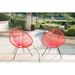 George Oliver Hedije 35.4"H Oval Rattan/Steel Acapulco Chairs All Weather Patio Conversation Bistro Set Wicker/Rattan in Red | Wayfair