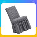 Gracie Oaks Box Cushion Dining Chair Slipcover Polyester in Gray | 23 H x 18 W x 17 D in | Wayfair FCFC4544E95443BB9EB019111DDD5A58