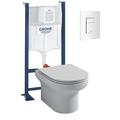 Jacob Delafon - Pack wc suspendu + abattant + Bati support autoportant + Even Plaque de commande wc