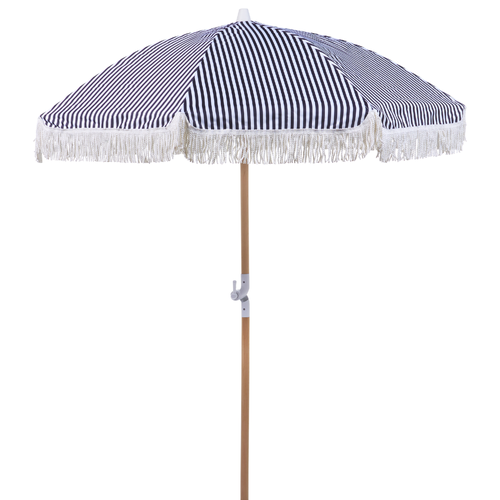 Sonnenschirm Schwarz Stoff-Bespannung Rund ⌀ 150 cm mit Volant Regenschutz Holzmast Neigungsfunktion Kurbel Boho Garten Outdoor Balkon Terrasse