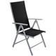 Adjustable Lightweight Aluminium Folding Garden Dining Chair Seats (Black) - Black